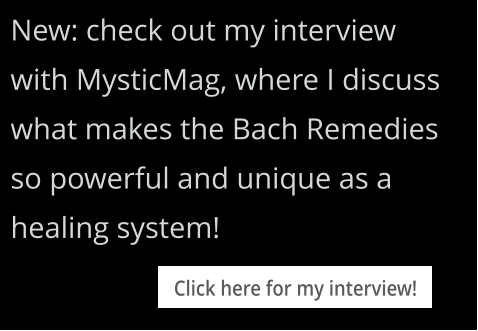 New: check out my interview with MysticMag, where I discuss what makes the Bach Remedies so powerful and unique as a healing system! Click here for my interview! Click here for my interview!